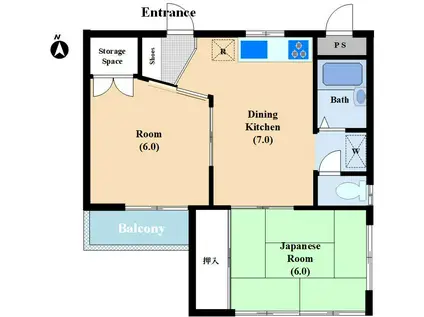 メゾン・ドゥ・ボナール(2DK/2階)の間取り写真