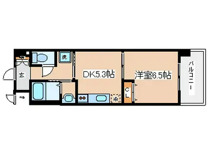 ウエストアヴェニュー(1DK/2階)の間取り写真