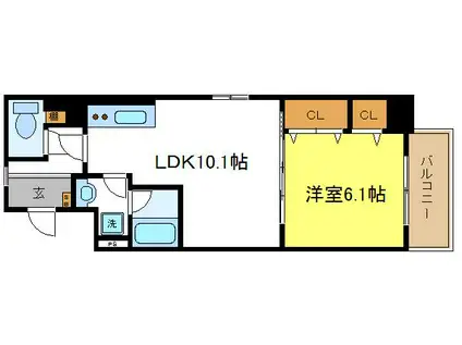 ビスタユーア(1LDK/2階)の間取り写真