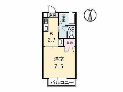 ディアエスタA棟(1K/1階)の間取り写真