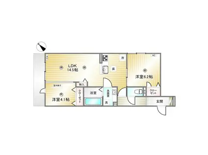 インフォンターナ大田町(2LDK/1階)の間取り写真