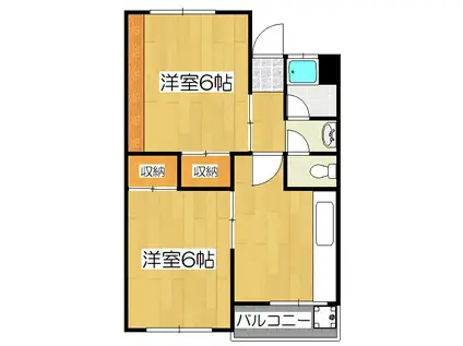 コーポ寺岡(2K/2階)の間取り写真