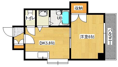 SINCERE舟入(1DK/7階)の間取り写真