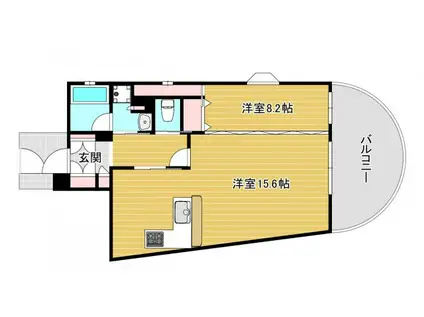 ル・パピヨン2(1LDK/9階)の間取り写真