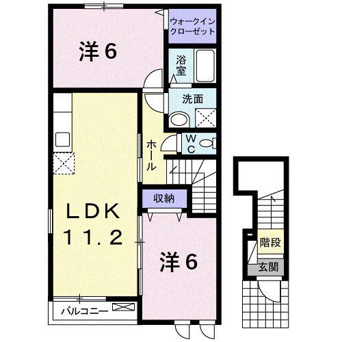 エストウィステリアB(2LDK/2階)の間取り写真