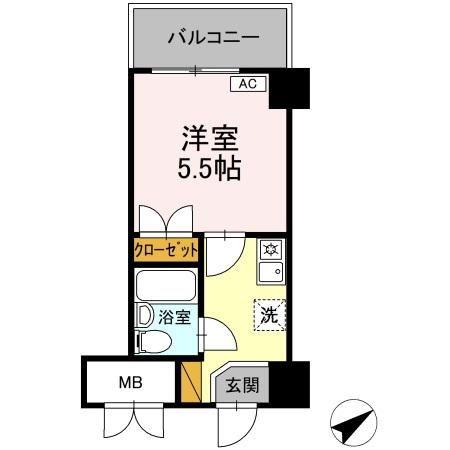 コンフォール小泉(1K/4階)の間取り写真