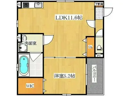 KTIレジデンス牧野(1LDK/3階)の間取り写真