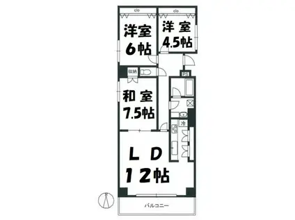 サントル春日部(3LDK/7階)の間取り写真