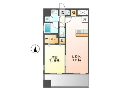 地下鉄名城線 東別院駅 徒歩7分 12階建 築19年(1LDK/2階)の間取り写真