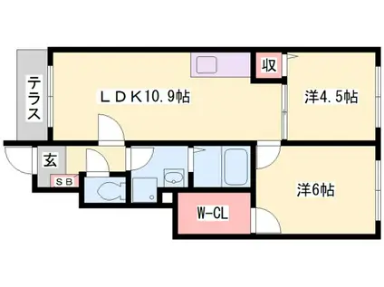 メゾンシャルマンエル(2LDK/1階)の間取り写真