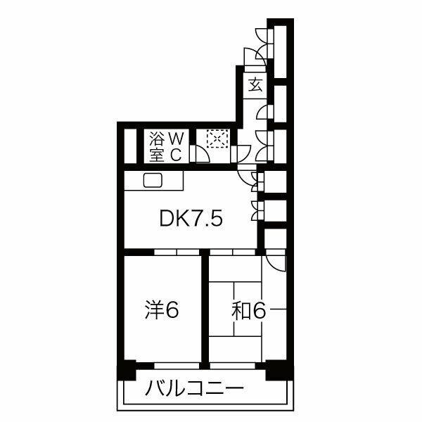 ロータリーマンション栄(2DK/6階)の間取り写真