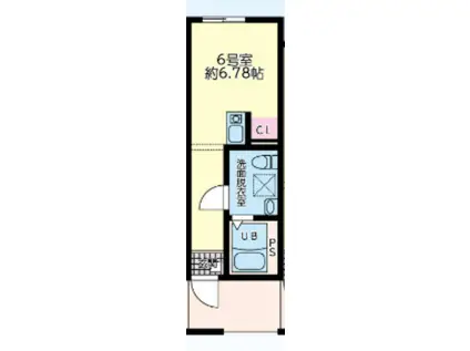 ノーステラス(ワンルーム/2階)の間取り写真