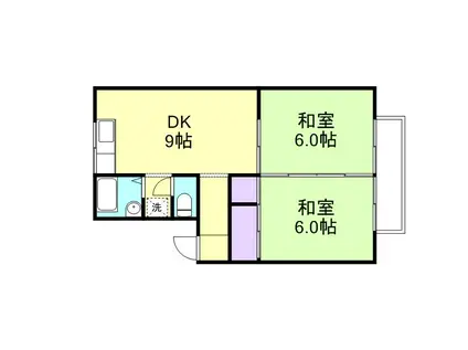 グレース松江(2DK/2階)の間取り写真