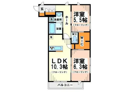 ピエス北烏山(2LDK/3階)の間取り写真