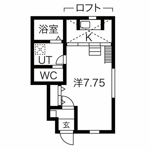 FREEDOM CONCEPTS 一津屋 猫の家(1K/2階)の間取り写真