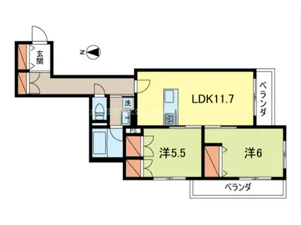 CREST I(2LDK/2階)の間取り写真
