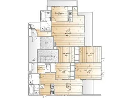 碑文谷1丁目メゾン(2LDK/4階)の間取り写真