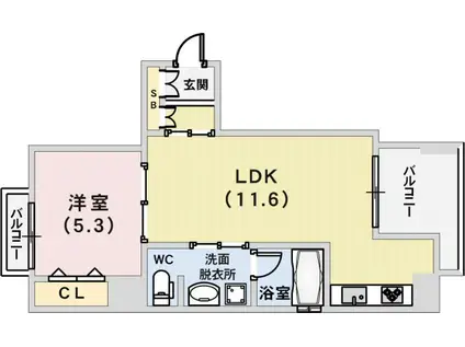 ワコーレ元町山手ID(1LDK/1階)の間取り写真