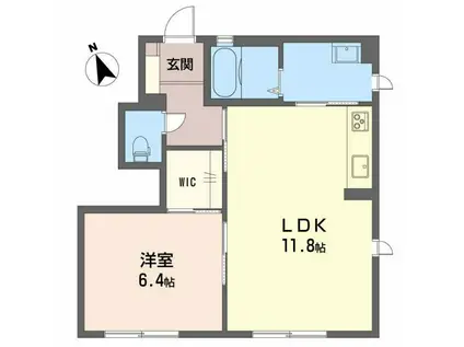 シャーメゾン古田刈B(1LDK/1階)の間取り写真
