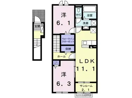 ラ・ルーチェ(2LDK/2階)の間取り写真