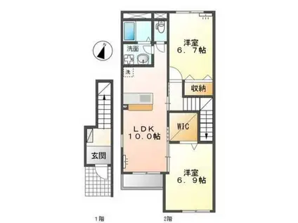エルハーベン(2LDK/2階)の間取り写真