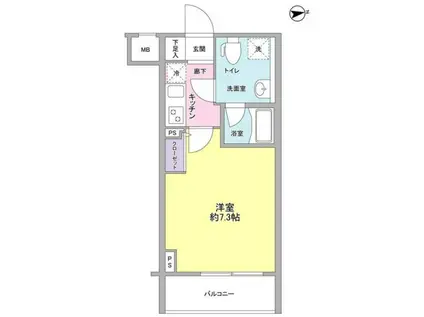 メインステージ白金高輪駅前(1K/6階)の間取り写真