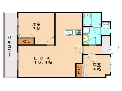 日恵コーポ(2LDK/1階)の間取り写真