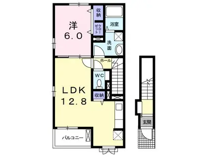 ラ・フロール(1LDK/2階)の間取り写真