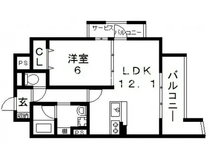 ART PENSION 高井田(1LDK/8階)の間取り写真