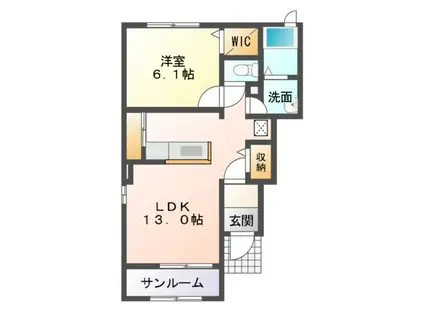ソリジェ(1LDK/1階)の間取り写真