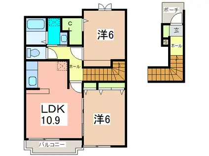 ソレイユルヴァンB(2LDK/2階)の間取り写真
