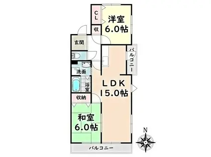レインボー明円(2LDK/1階)の間取り写真