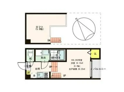 プランドールEX(1K/2階)の間取り写真