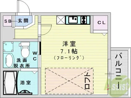 LE・CIEL野里(ワンルーム/2階)の間取り写真