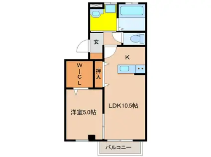 グランピア源藤(1LDK/1階)の間取り写真