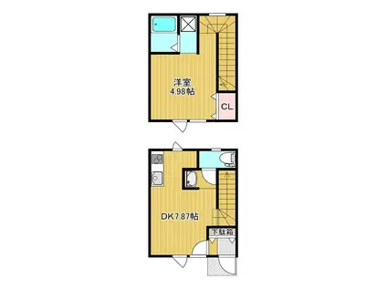 インフィールド(1DK/1階)の間取り写真