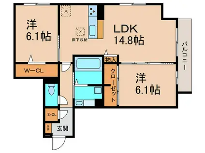 フルール(2LDK/1階)の間取り写真