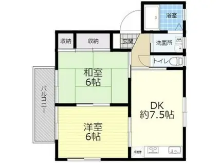 グリーンステ-ジ豊岡AB(2DK/1階)の間取り写真