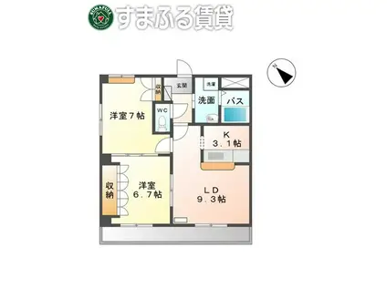 フォレストカワハラ(2LDK/3階)の間取り写真