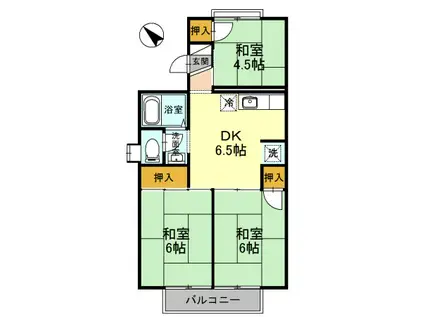 サントス泉ヶ丘(3DK/1階)の間取り写真