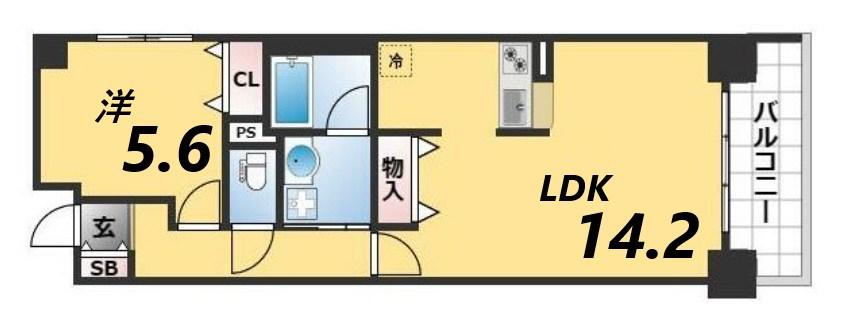 TKD北条口(1LDK/8階)の間取り写真