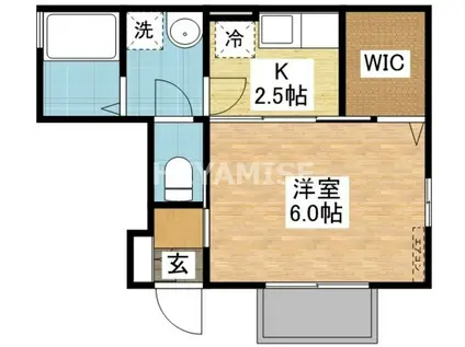 フォンティーヌ若葉(1K/2階)の間取り写真