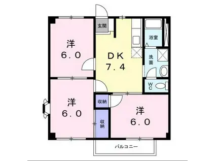 アミューズC(3DK/1階)の間取り写真