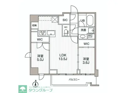 シーズンフラッツ両国サウス(2LDK/4階)の間取り写真
