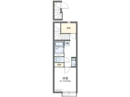 ルミエール北沢(1K/2階)の間取り写真