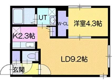 HORSE WIN19(1LDK/1階)の間取り写真