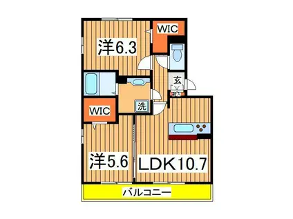 シャルムHAⅡ(2LDK/2階)の間取り写真