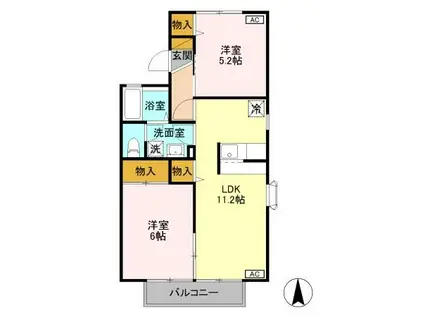 D-ROOM セジュール藤 B 201(2LDK/2階)の間取り写真