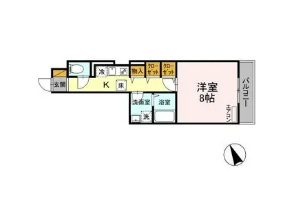 ウェルストン(1K/1階)の間取り写真