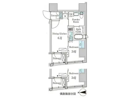 ザ・ライオンズフォーシア八丁堀(1DK/8階)の間取り写真